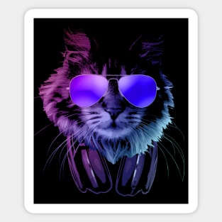 Furry DJ Cat In Neon Sticker